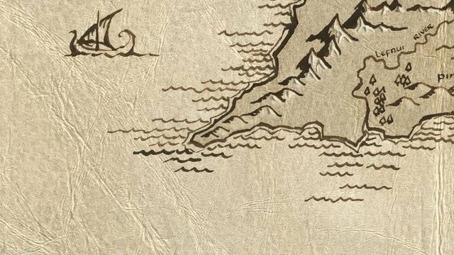Andrast and its surroundings on the parchment map of Middle-earth