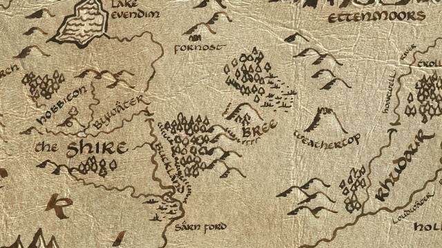 Barrow-downs and its surroundings on the parchment map of Middle-earth