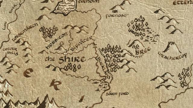Bucklebury Ferry and its surroundings on the parchment map of Middle-earth