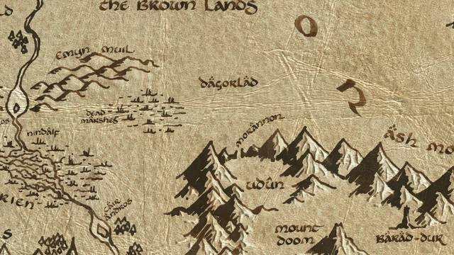 Dagorlad and its surroundings on the parchment map of Middle-earth