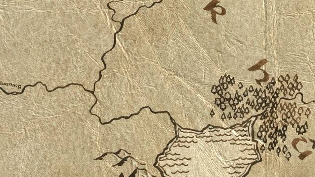 Dorwinion and its surroundings on the parchment map of Middle-earth