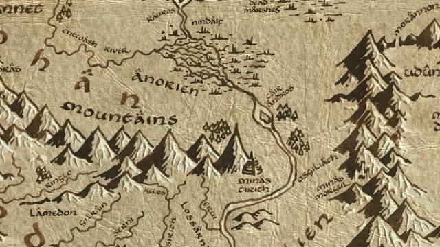 Drúadan Forest and its surroundings on the parchment map of Middle-earth