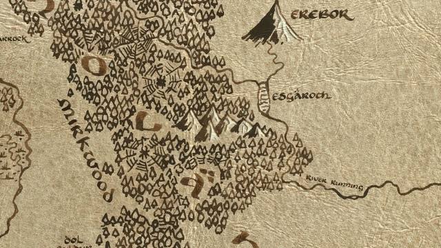Emyn-nu-Fuin and its surroundings on the parchment map of Middle-earth