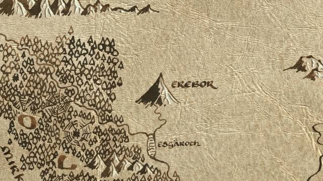Erebor and its surroundings on the parchment map of Middle-earth