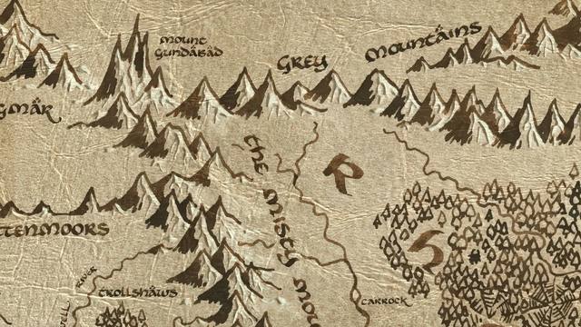 Framsburg and its surroundings on the parchment map of Middle-earth