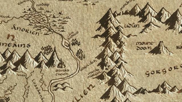 Henneth Annûn and its surroundings on the parchment map of Middle-earth