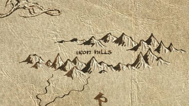 Iron Hills and its surroundings on the parchment map of Middle-earth