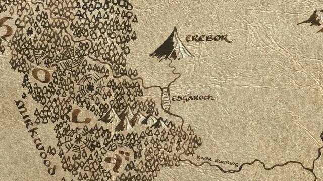 Lake-town and its surroundings on the parchment map of Middle-earth