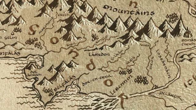 Lamedon and its surroundings on the parchment map of Middle-earth
