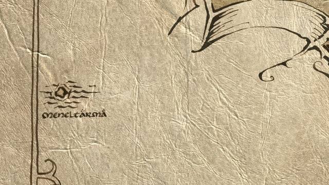 Meneltarma and its surroundings on the parchment map of Middle-earth