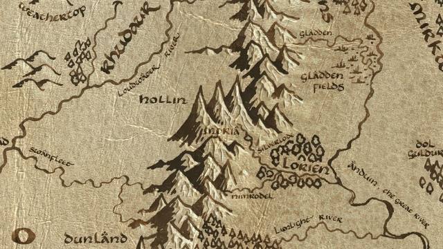 Moria and its surroundings on the parchment map of Middle-earth