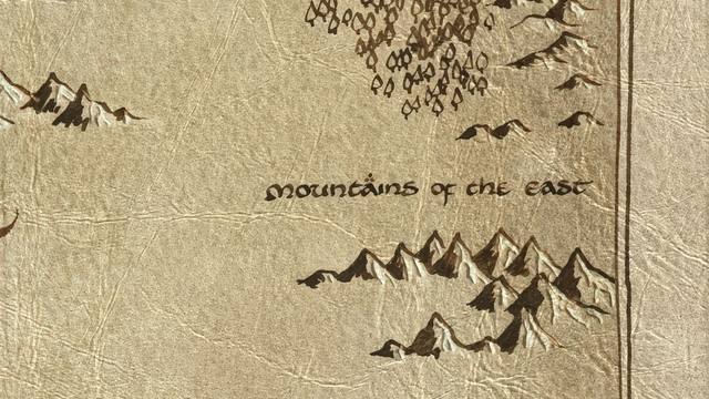 Mountains of the East and its surroundings on the parchment map of Middle-earth