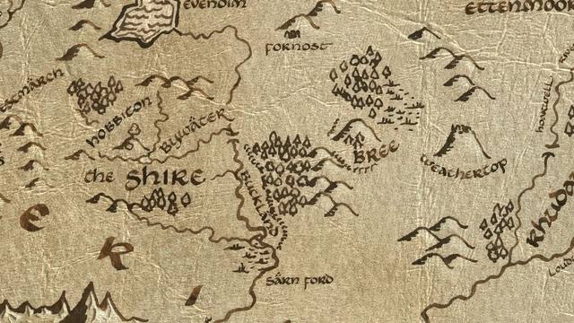 Old Forest and its surroundings on the parchment map of Middle-earth