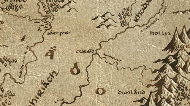 Tharbad and its surroundings on the parchment map of Middle-earth