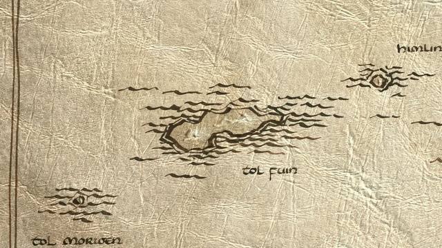 Tol Fuin and its surroundings on the parchment map of Middle-earth