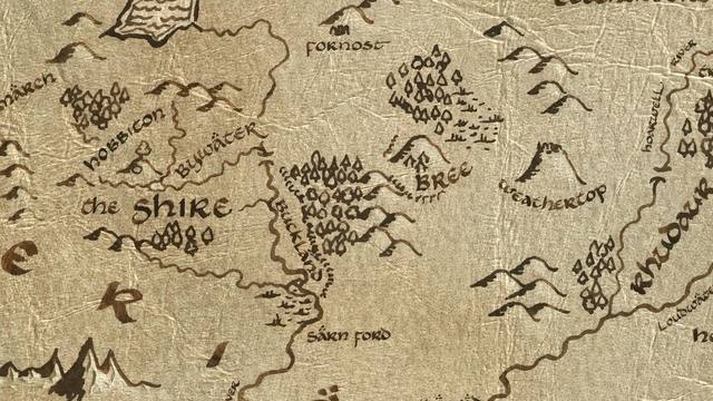 Tom Bombadil's House and its surroundings on the parchment map of Middle-earth