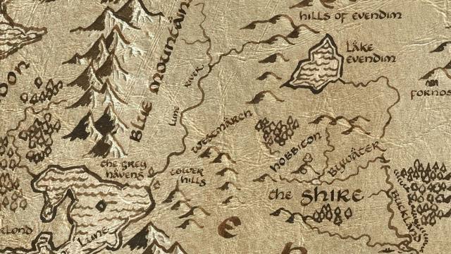 Westmarch and its surroundings on the parchment map of Middle-earth
