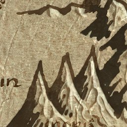 Parchment tile showing hand-drawn mountain symbols in the Misty Mountains